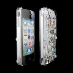 Wholesale iPhone 4S 4 3D Clear Crystal Butterfly Diamond Case (Double)